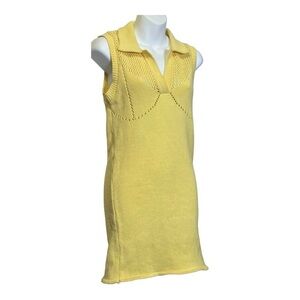 Zara Yellow Chenille Sweater Tennis Beachy Open Back Mini Dress sz M NWT